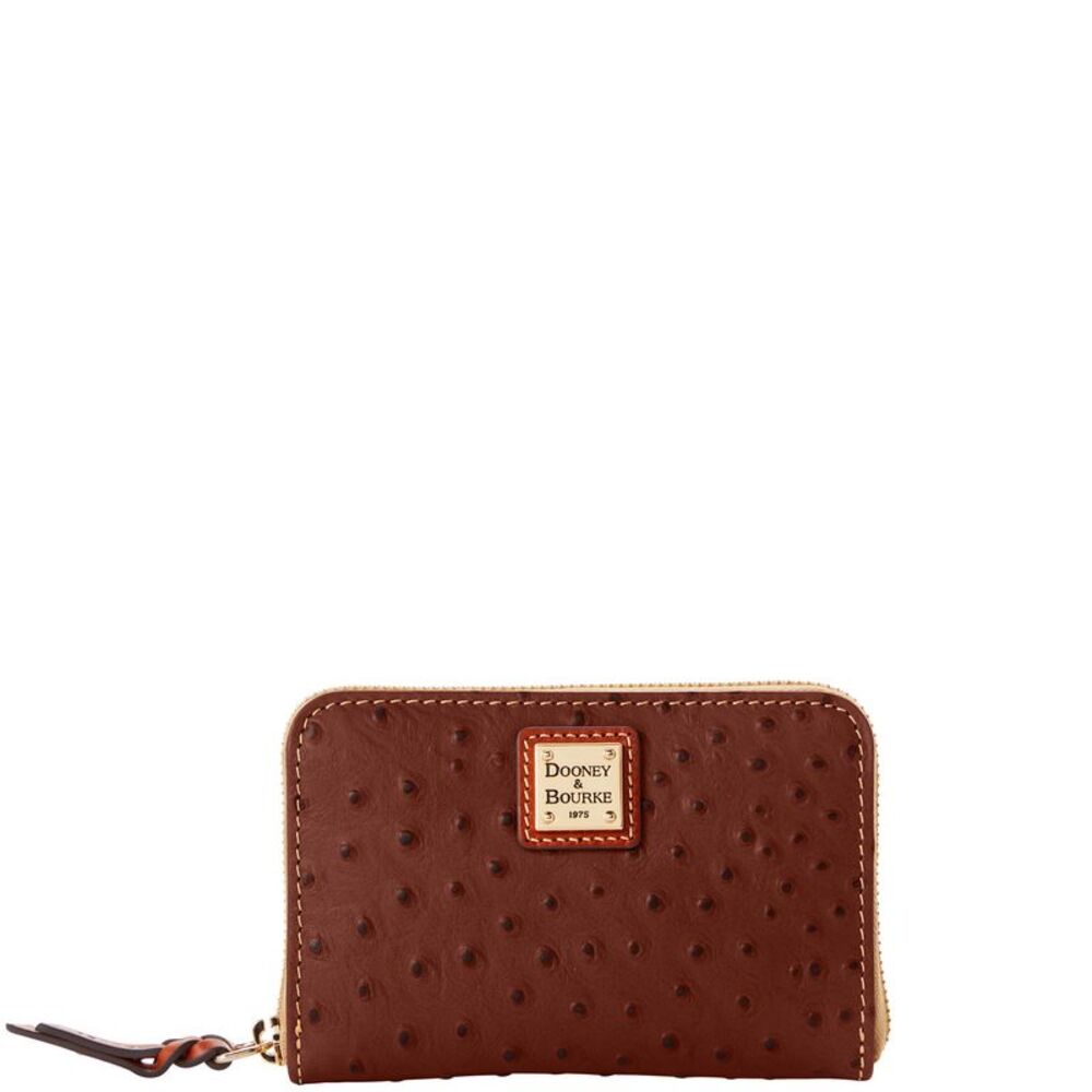 Dooney & Bourke Chestnut Ostrich-Embossed Zip Wallet